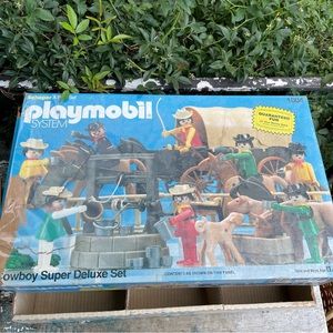 Vintage Playmobil cowboys & Indians box poster parts booklets